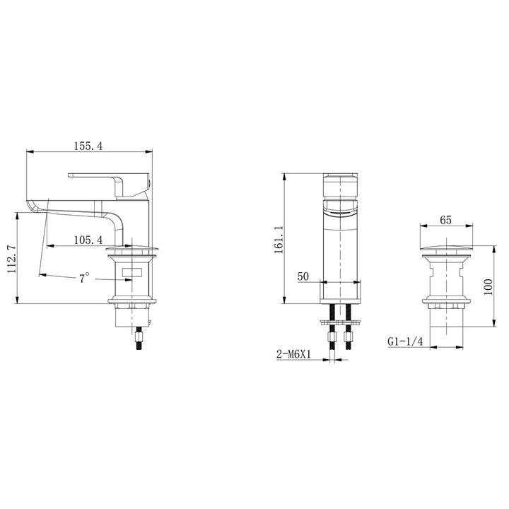 Eliseo Ricci Vesu Basin Mixer - Brushed Brass