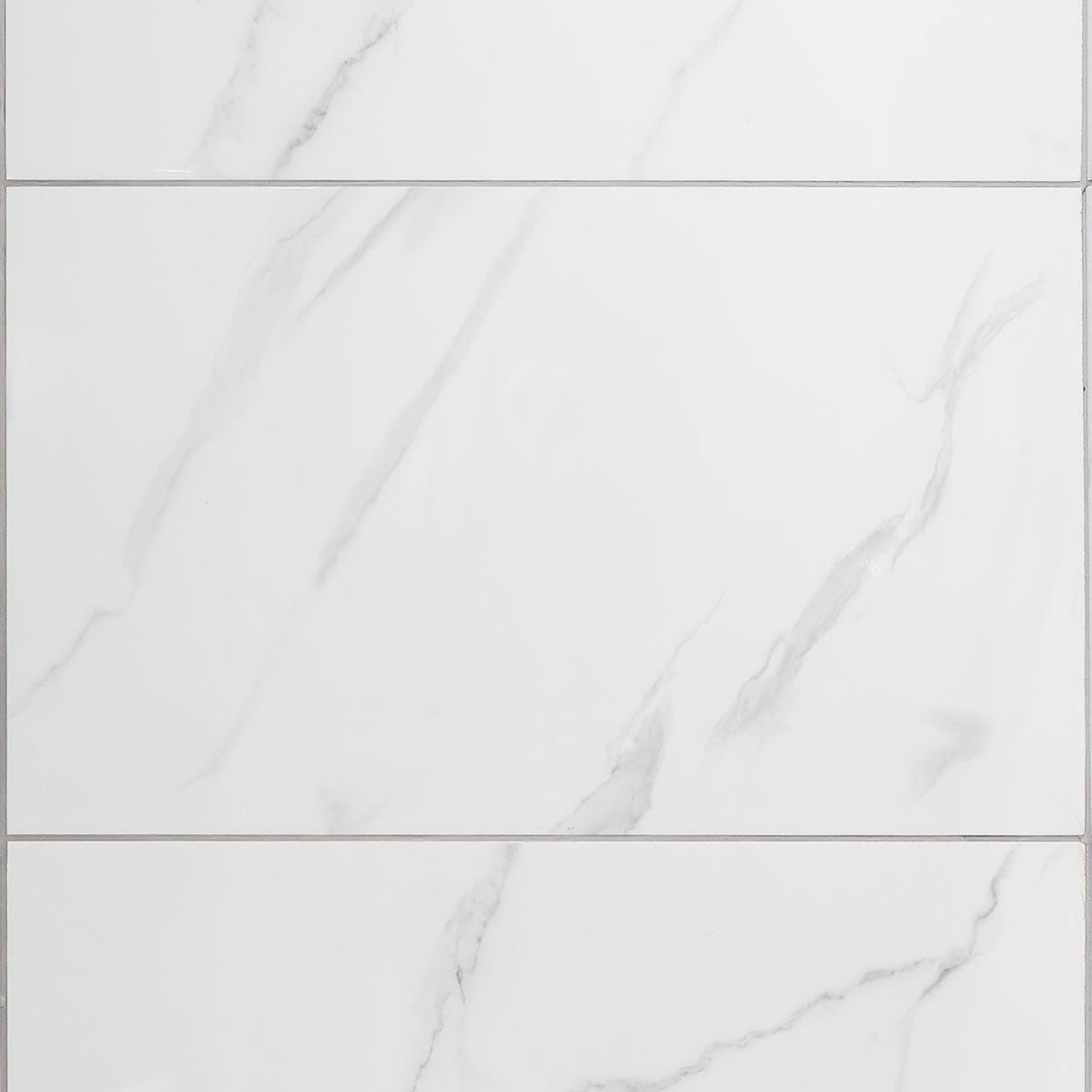 Calacatta White 30 x 60cm Rectified Polished White Body Tile - 0.9sqm per box