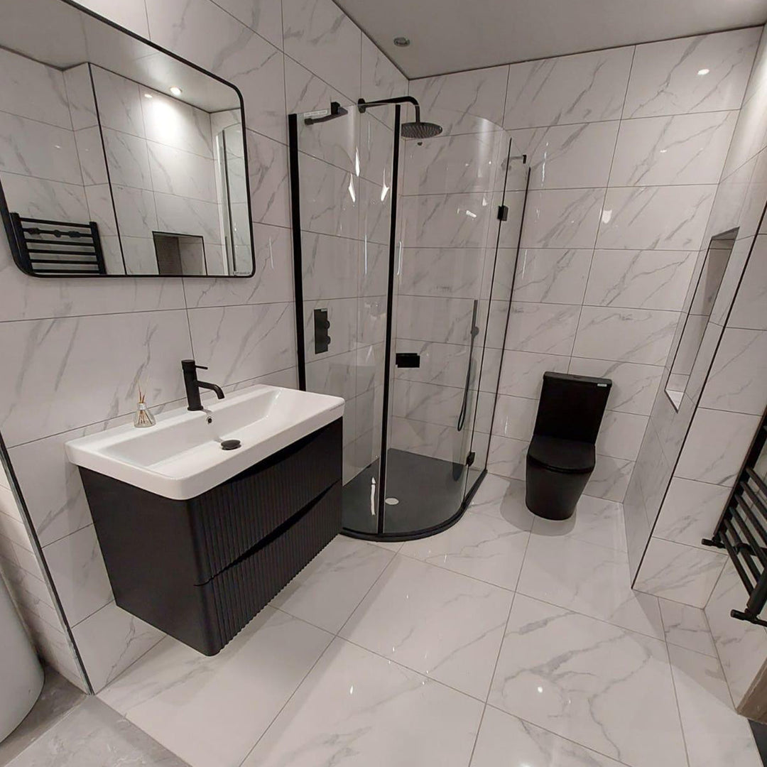 Calacatta White 30 x 60cm Rectified Polished White Body Tile - 0.9sqm per box