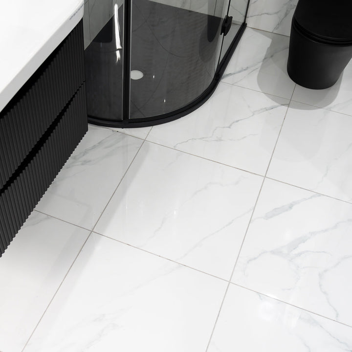 Calacatta White 60 x 60cm Rectified Polished Porcelain Tile - 1.44sqm perbox