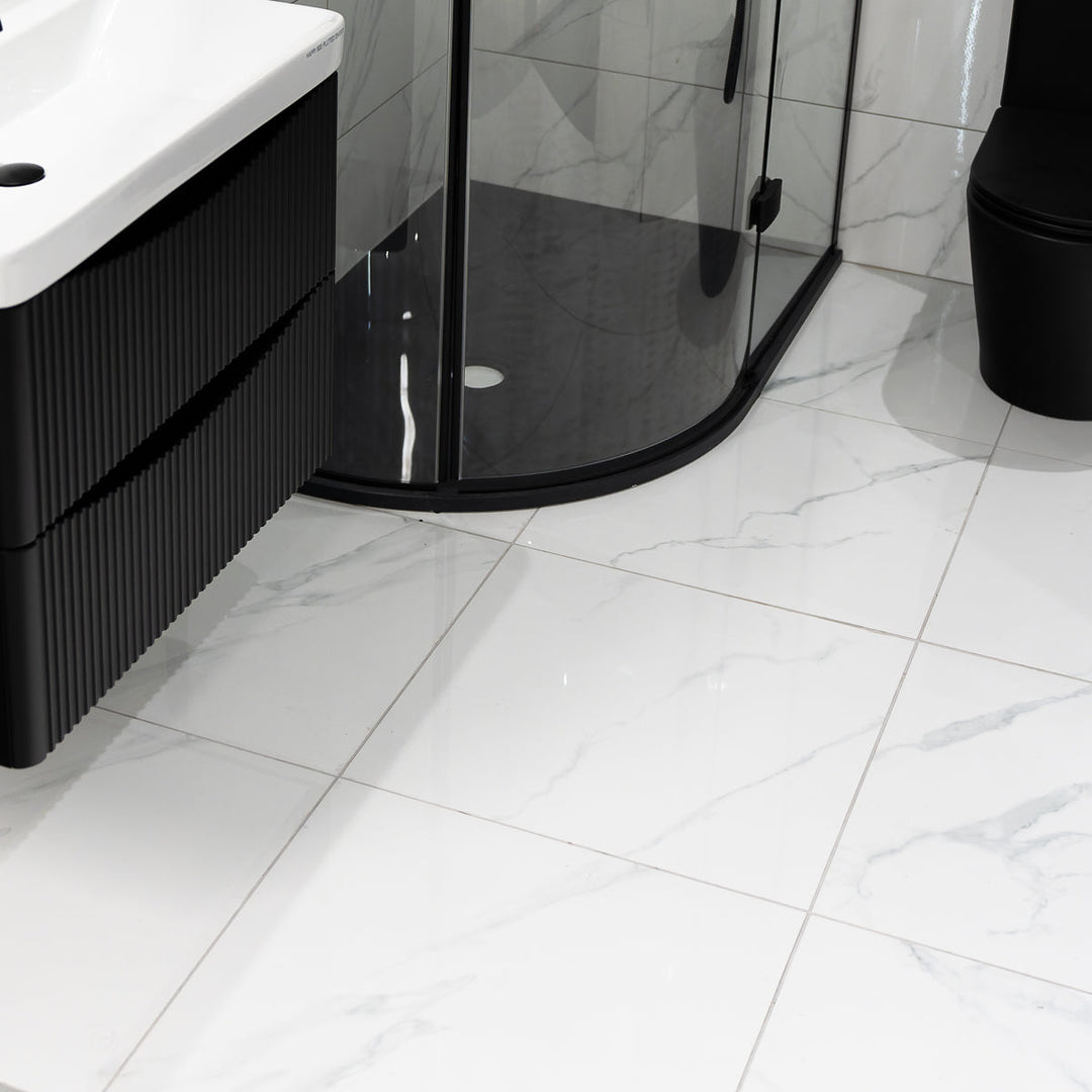 Calacatta White 60 x 60cm Rectified Polished Porcelain Tile - 1.44sqm perbox