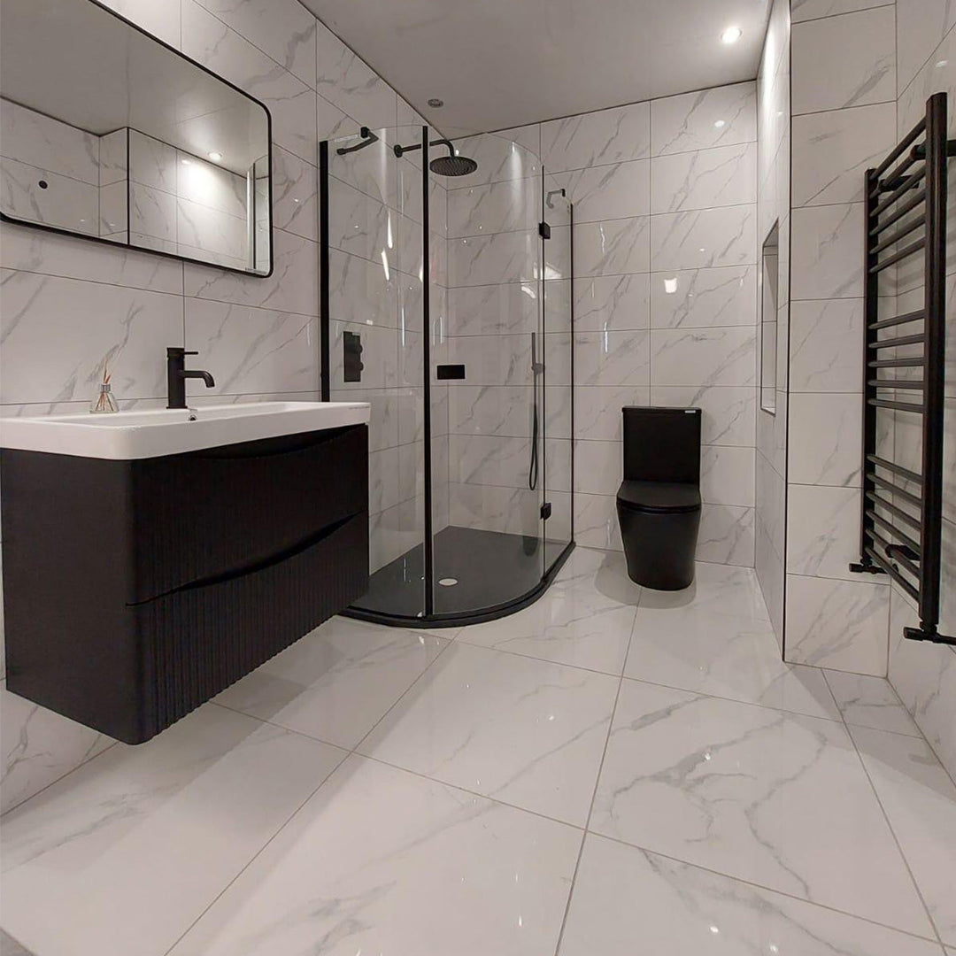 Calacatta White 60 x 60cm Rectified Polished Porcelain Tile - 1.44sqm perbox