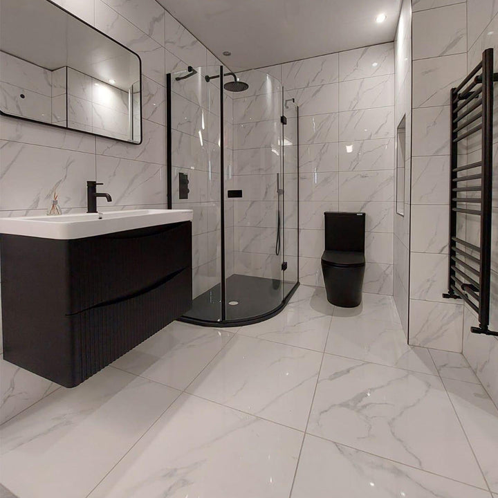 Calacatta White 60 x 60cm Rectified Polished Porcelain Tile - 1.44sqm perbox