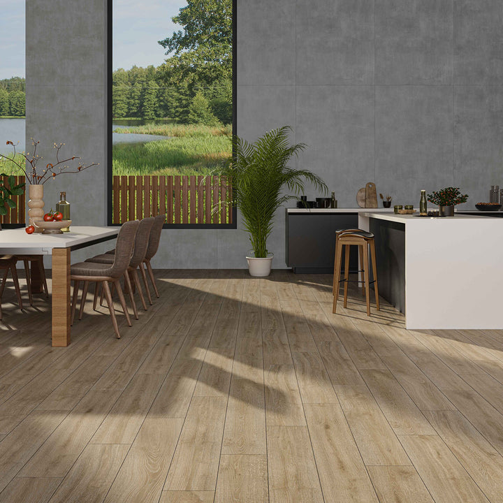 Ikon Almond 20 x 120cm Rectified Wood Effect Porcelain Tile - 1.68sqm perbox