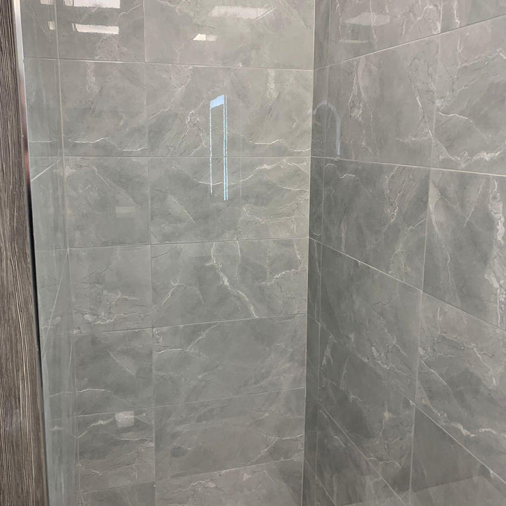 Oxford Grey 30 x 60cm Rectified Polished White Body Tile - 0.9sqm perbox