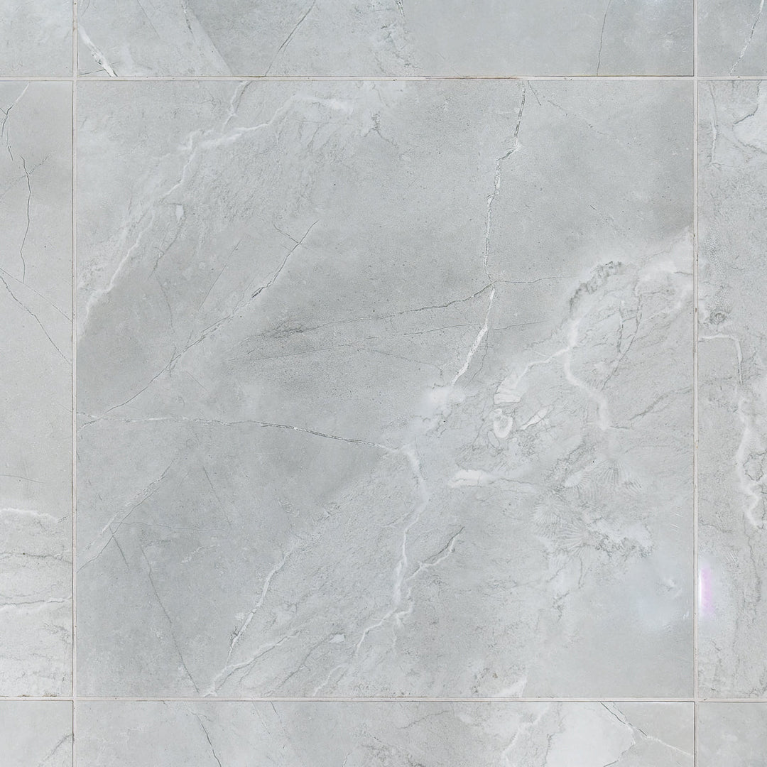 Oxford Grey Marble Effect 60 x 60cm Rectified Polished Porcelain Tile - 1.44sqm perbox