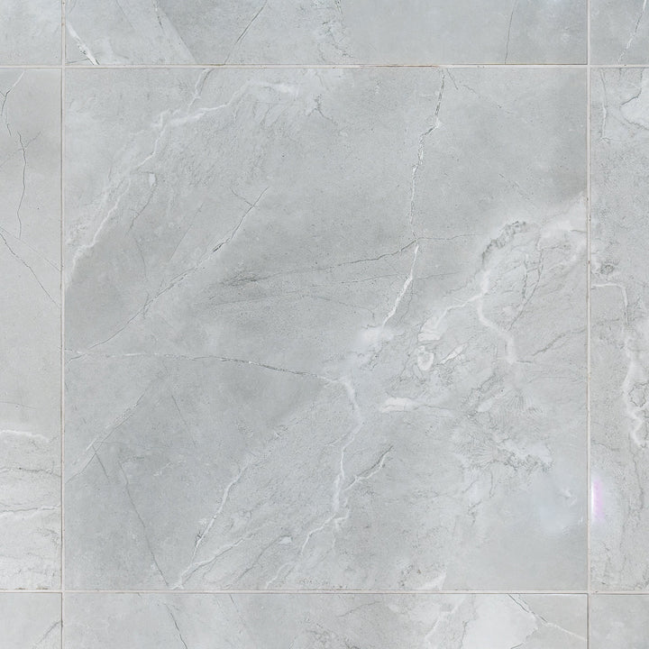 Oxford Grey Marble Effect 60 x 60cm Rectified Polished Porcelain Tile - 1.44sqm perbox