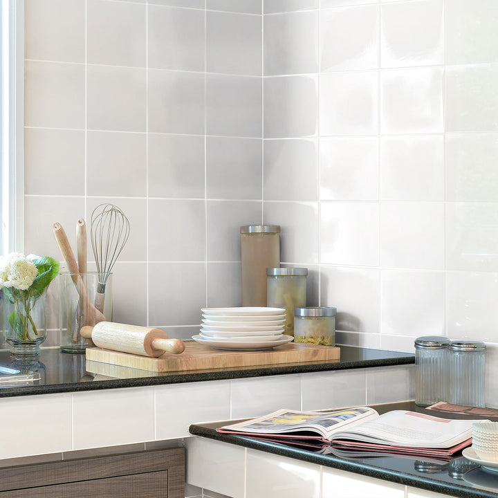 White 150 x 150mm Glossy Ceramic Wall Tile - 0.99 sqm perbox