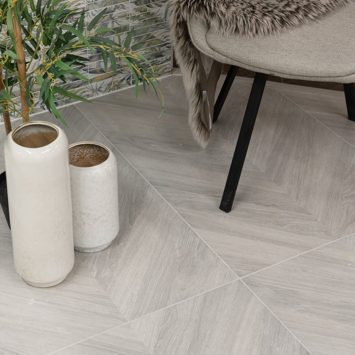 Loire Pearl Chevron 60 x 120cm Rectified Matt Porcelain Tile - 1.44sqm perbox