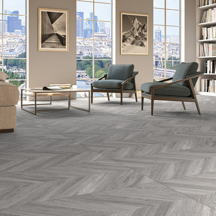 Loire Pearl Chevron 60 x 120cm Rectified Matt Porcelain Tile - 1.44sqm perbox