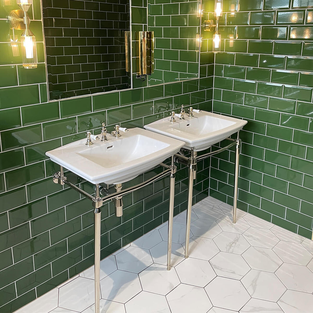 Metro Verde Bottle Green Biselado Brillo 10 x 20cm Ceramic Tile - 1sqm perbox
