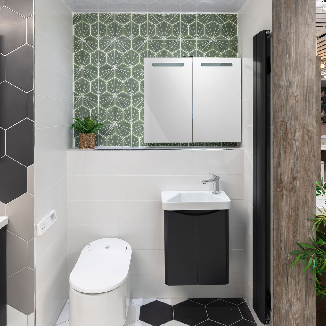 Palm Stripe Green 14 x 16cm Porcelain Hexagon Tile - 0.495sqm perbox