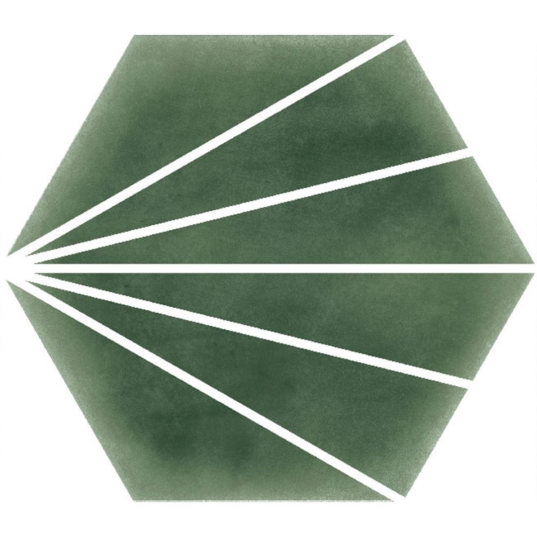 Palm Stripe Green 14 x 16cm Porcelain Hexagon Tile - 0.495sqm perbox