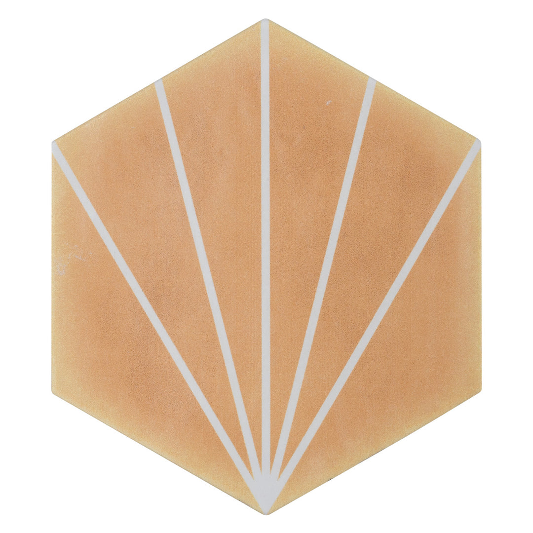 Palm Stripe Mustard 14 x 16cm Porcelain Hexagon Tile - 0.495sqm perbox
