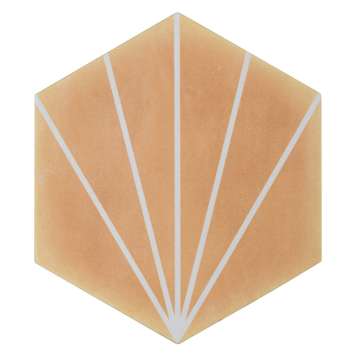 Palm Stripe Mustard 14 x 16cm Porcelain Hexagon Tile - 0.495sqm perbox
