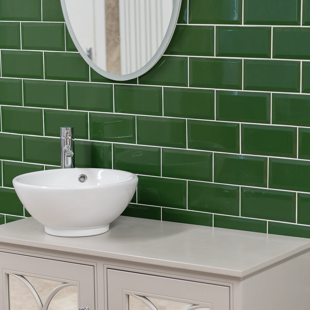 Metro Verde Bottle Green Biselado Brillo 10 x 20cm Ceramic Tile - 1sqm perbox