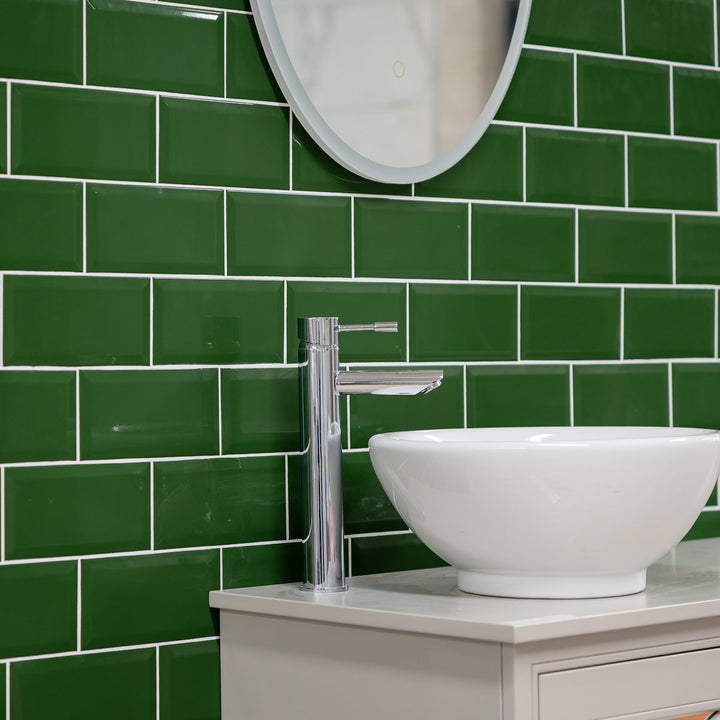 Metro Verde Bottle Green Biselado Brillo 10 x 20cm Ceramic Tile - 1sqm perbox