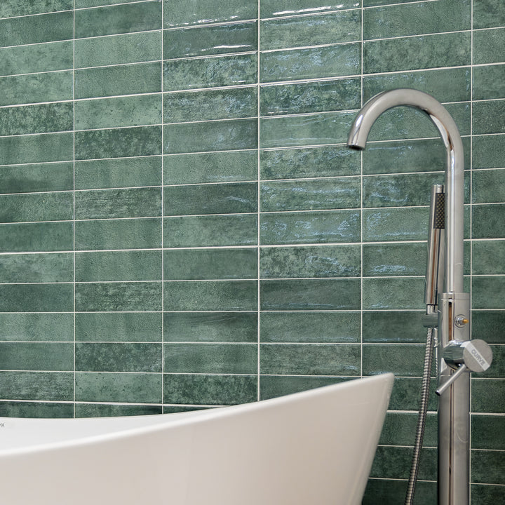 Pool Green Brick Effect 31.6 x 60cm Wall Tile - 1.52sqm perbox