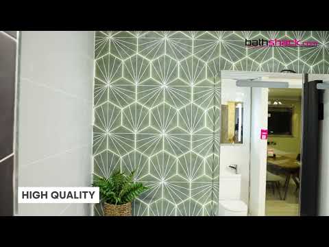 Palm Stripe Green 14 x 16cm Porcelain Hexagon Tile - 0.495sqm perbox