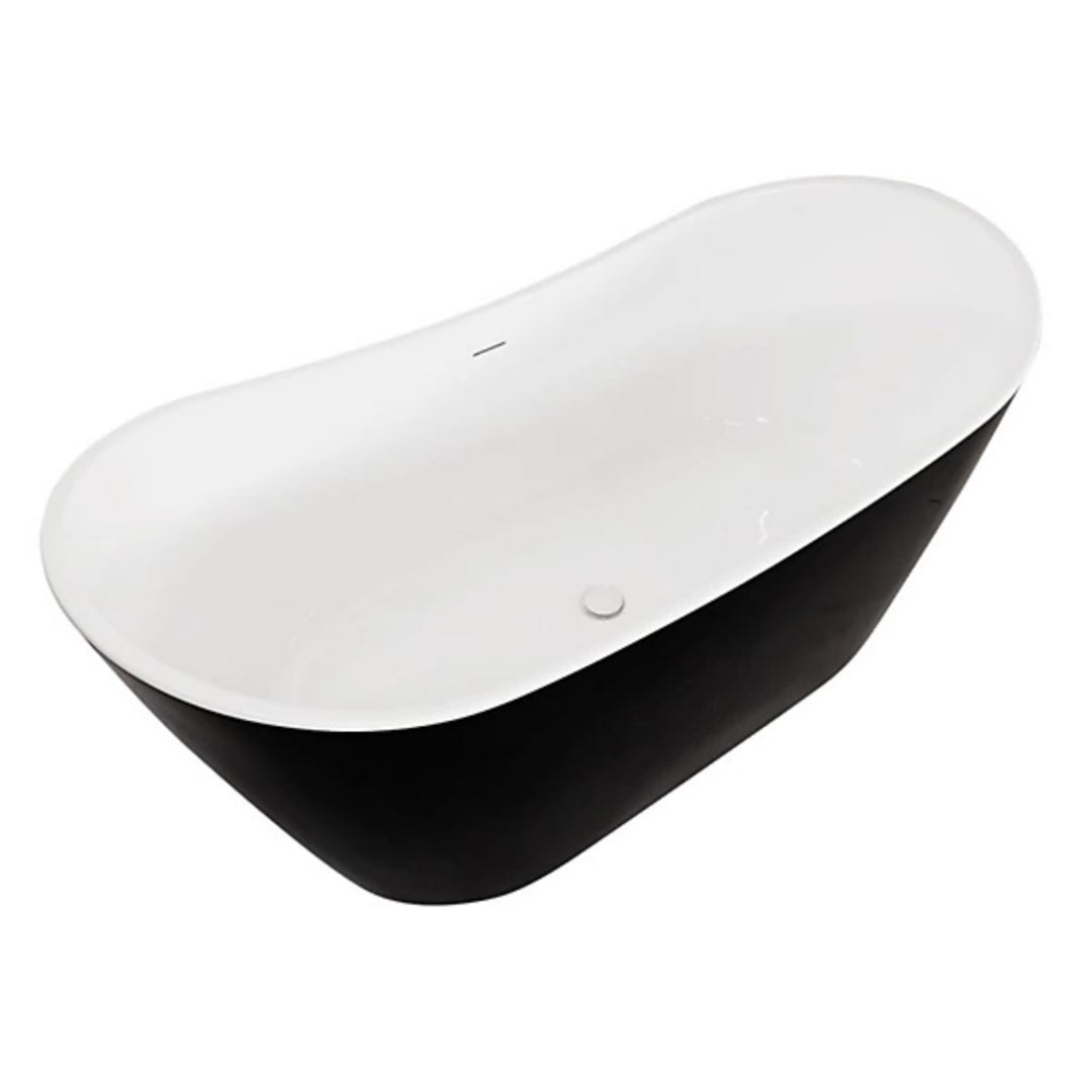 Viktor Benson Taha 1500mm Freestanding Bath - Black with White Waste