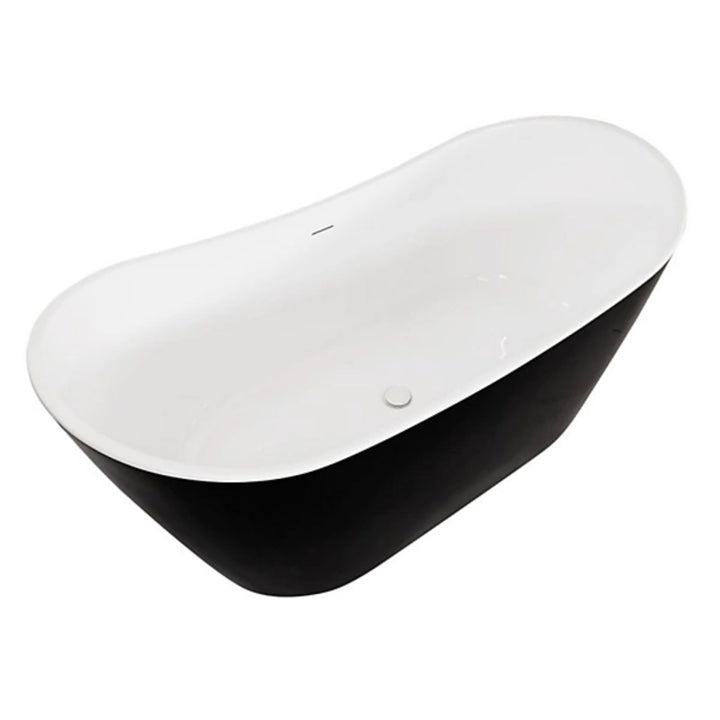 Viktor Benson Taha 1500mm Freestanding Bath - Black with White Waste