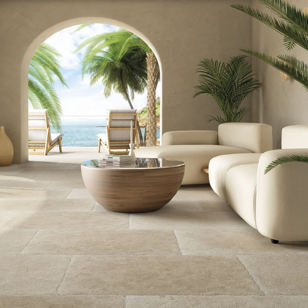Taxos Sand RLV Tumbled 60x90x2cm Outdoor Porcelain Tile- 0.55sqm perbox