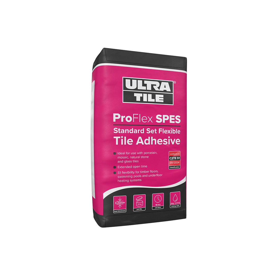 Ultra Tile ProFlex SPES S1 Standard Set Flexible Tile Adhesive White - 54x 20kg Bags Pallet
