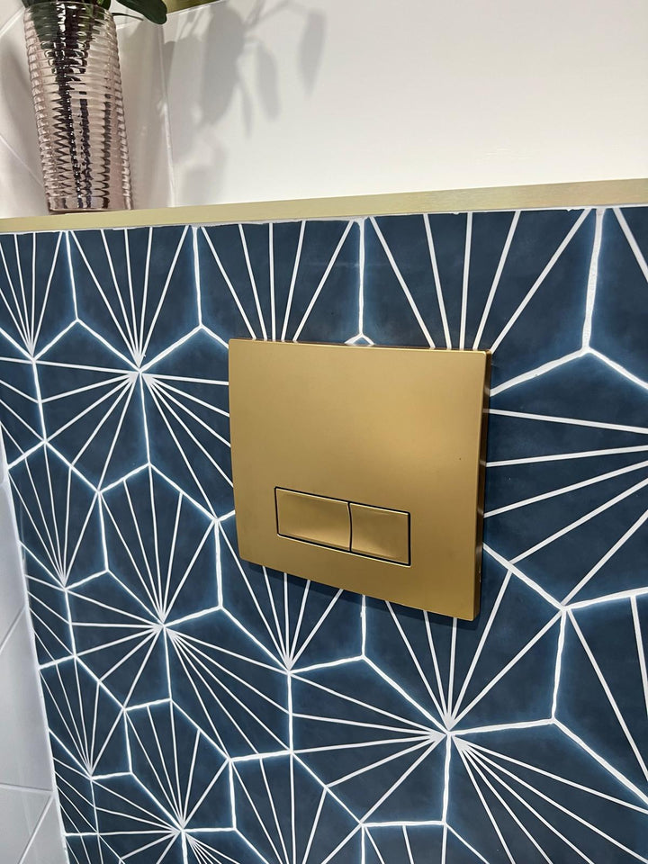 Palm Stripe Blue Marine 14 x 16cm Porcelain Hexagon Tile - 0.495sqm perbox