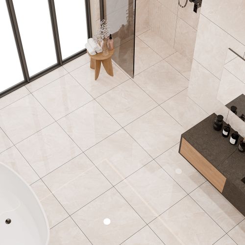 Amoche Creme Polished  60 x 60 Rectified Porcelain Tile - 1.44sqm Perbox