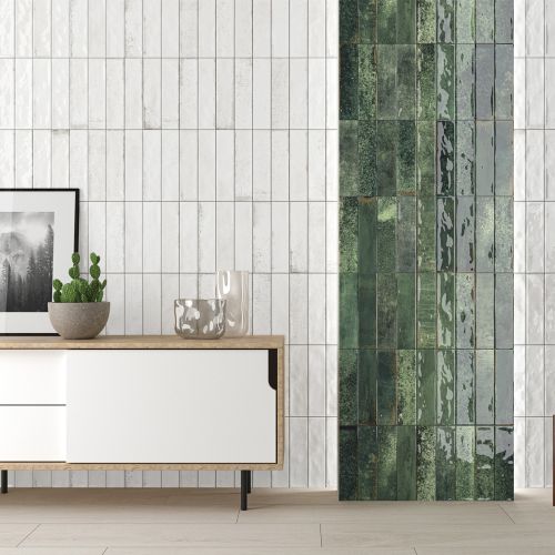 Asly White 7.5 x 30cm Brick Wall Tile - 0.59sqm perbox