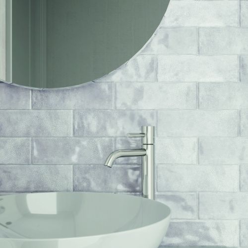 Borgo Crackle Soft Grey  6.5 x 20cm White Body Wall Tile - 0.36sqm perbox