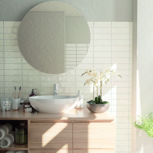 Borgo Glossy Soft White  6.5 x 20cm White Body Wall Tile - 0.36sqm perbox