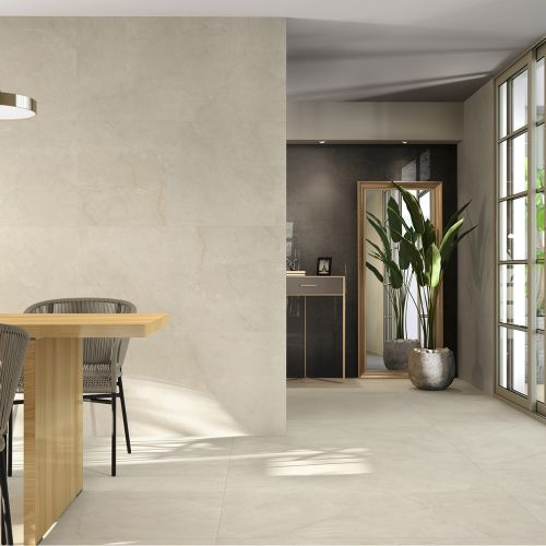 Cream Chamber Polished 120 x 120cm Rectified Porcelain Tile - 1.44sqm perbox