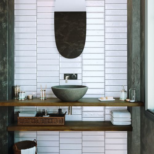Nara Blanco White 7.5 x 30cm Gloss White Body Wall Tile - 0.59sqm perbox