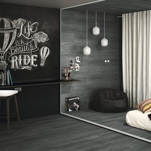 Drake Anthracite 20 x 114cm Rectified Porcelain Wall & Floor Tile - 1.14sqm perbox (18666)