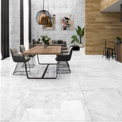 Eternal White Polished 120 x 120cm Rectified Porcelain Tile - 1.44sqm perbox
