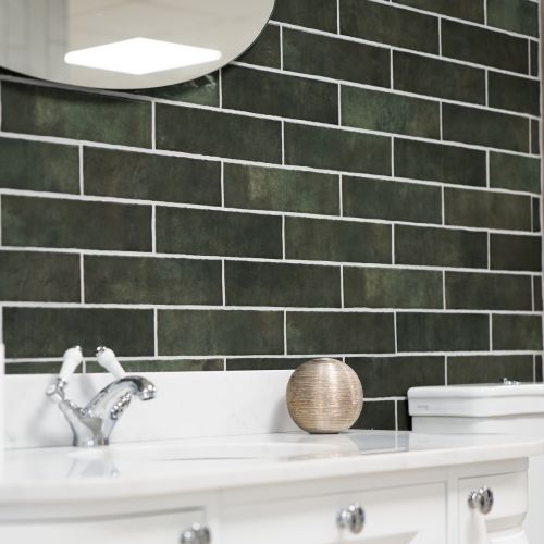 Gemstone Emerald 7.5 x 30cm White Body Tile - 1sqm perbox
