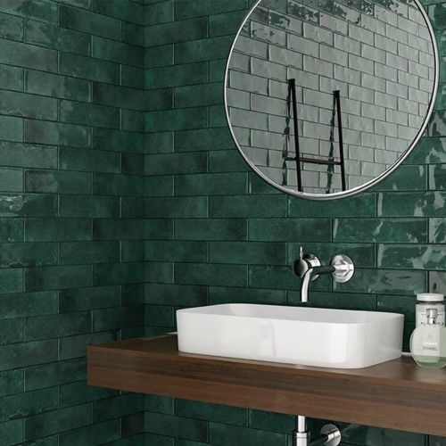 Harlequin Green 7 x 28cm Brick Wall Tile - 0.59sqm perbox