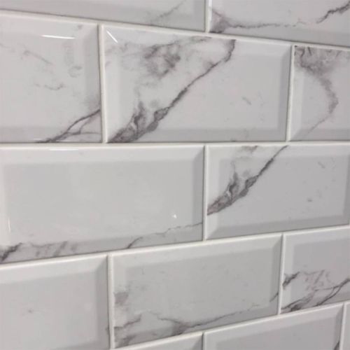 Metro Carrara Biselado Brillo 10 x 20cm Ceramic Tile - 1sqm perbox (3235)