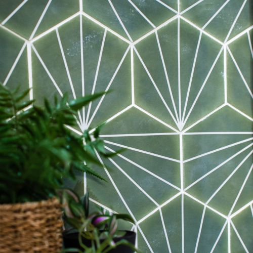 Palm Stripe Green 14 x 16cm Porcelain Hexagon Tile - 0.495sqm perbox