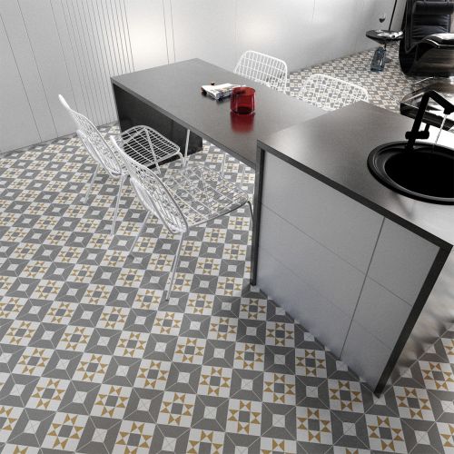 Victorian Elmer 20 x 20cm Matt Porcelain Pattern Floor Tile - 0.6sqm perbox