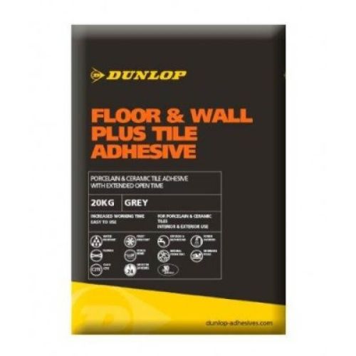 Dunlop Floor & Wall Plus Tile Adhesive Grey 20KG (6970)