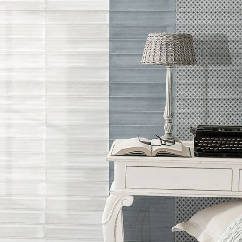 Poema White Decor Gloss Shiny 7.5 x 30cm White Body Wall Tile - 0.99sqm perbox (3206)