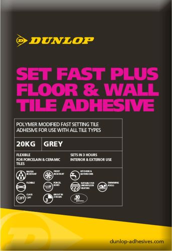 Dunlop Set Fast Plus Flexible Tile Adhesive Grey 20KG (6968)