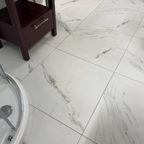 Carrara Gris Mate 75 X 75cm Porcelain, White Marble Effect Kitchen Floor Tiles